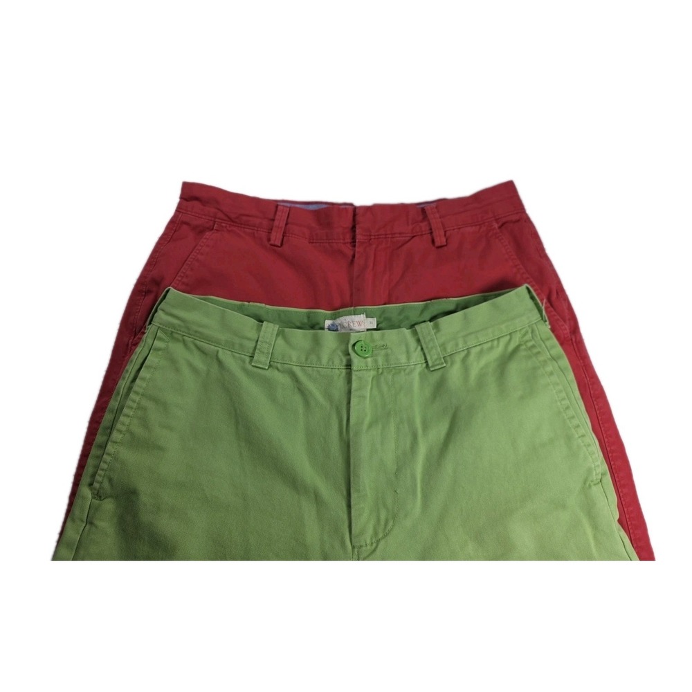 J Crew MEN CHINO SHORTS, SIZE 31, RED AND GREEN, PREPPY, GOLF LOT OF 2